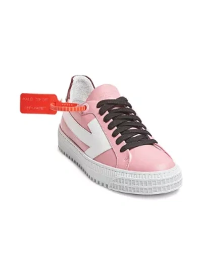 Shop Off-white Arrow Leather Sneakers In Pink White