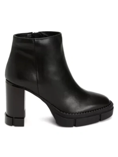 Shop Aquatalia Iola Lug-sule Leather Ankle Boots In Black