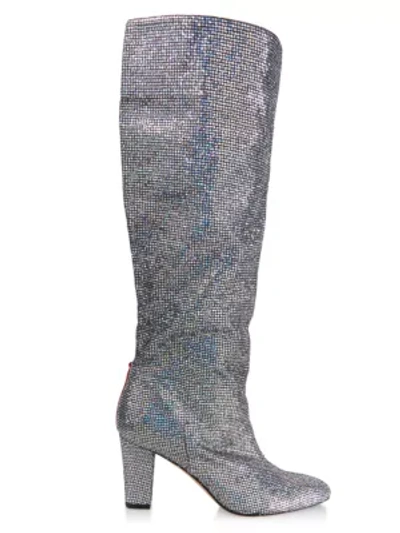 Shop Sjp By Sarah Jessica Parker Studio Metallic Mesh Boots In Silver