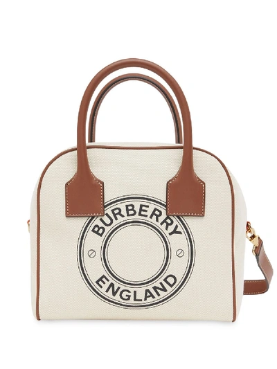 Shop Burberry Cube Handle Bag In White