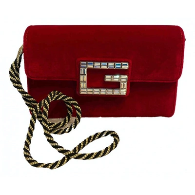 Pre-owned Gucci Square G Red Velvet Handbag