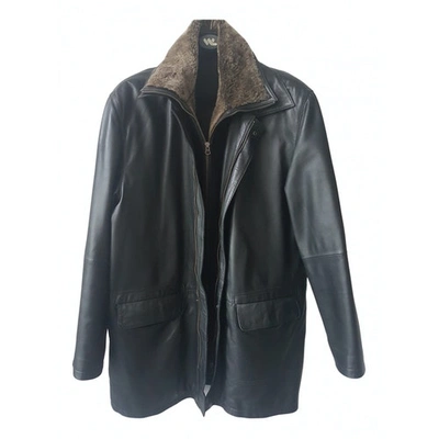 Pre-owned Carven Leather Coat In Black