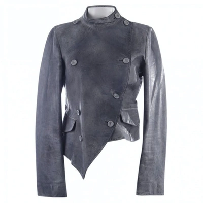 Pre-owned Alexander Mcqueen Leather Jacket In Grey