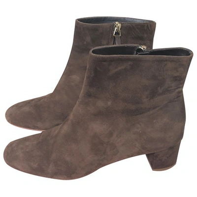 Pre-owned Mansur Gavriel Ankle Boots In Brown