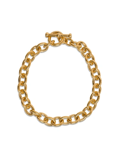 Shop Saint Laurent Chain Necklace In Golden Brass In Metallic
