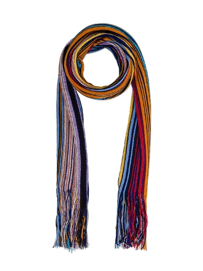 Shop Missoni Mulitcolor Wool Blend Striped Scarf In Multicolor