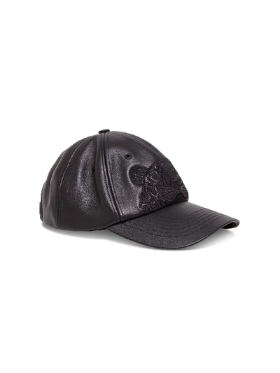 Shop Kenzo Leather Hat With Tiger Logo In Black