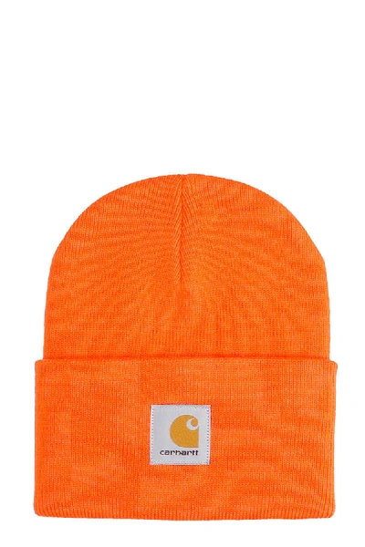 Shop Carhartt Hat Logo Hats In Orange Acrylic