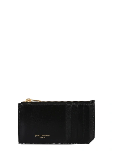 Shop Saint Laurent Fragments Card Holder With Logo In Nero