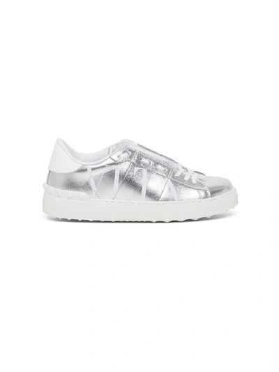 Shop Valentino Rockstud Sneakers In Metallic