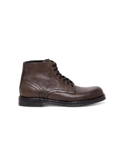 Shop Dolce & Gabbana Lace-up Leather Boots In Brown
