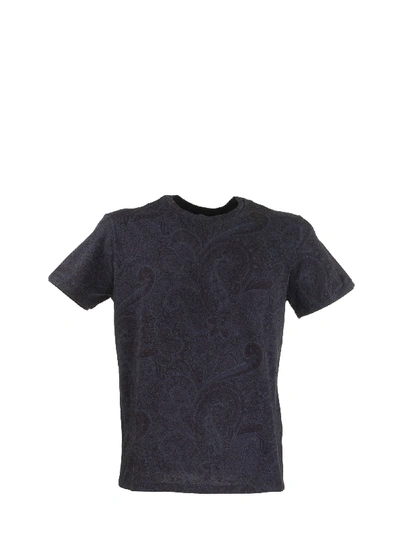 Shop Etro Floral Paisley Print Cotton T-shirt In Blue