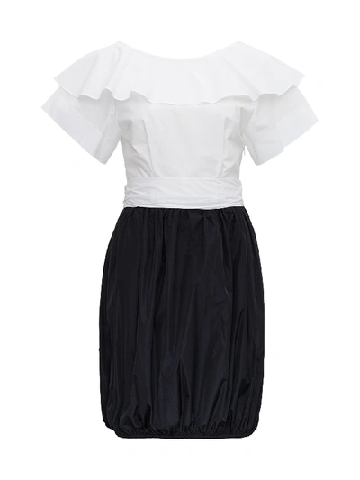 Shop Patou Dress With Back Bow Detail In White/black