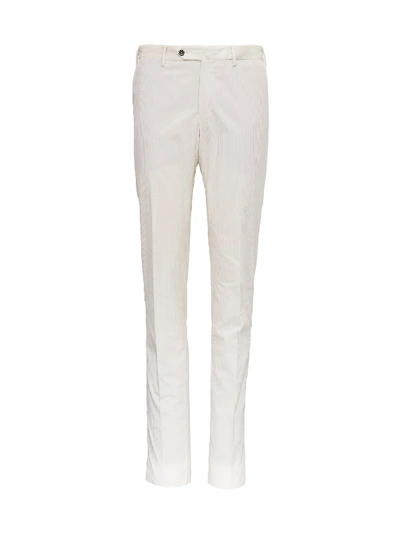 Shop Pt01 Ribbed Velvet Chino Trousers In White
