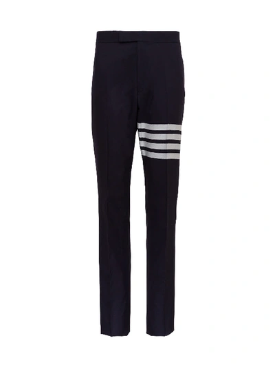 Shop Thom Browne Navy Plain Weave Skinny 4-bar Trouser In Blu