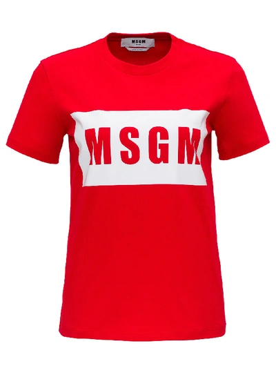 Shop Msgm T-shirt With Logo Print In Red