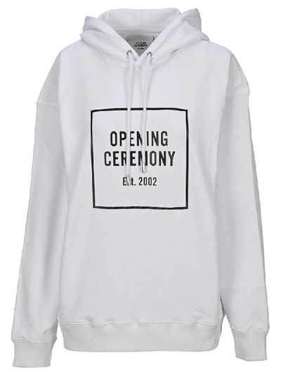 Shop Opening Ceremony Box Logo Loose Hoodie In White Deep Sm