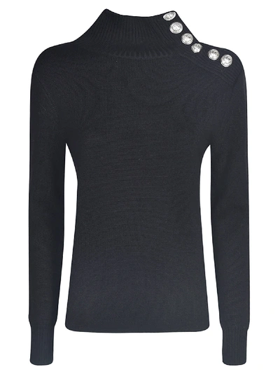 Shop Paco Rabanne Button-embellished Detail Jumper In Black