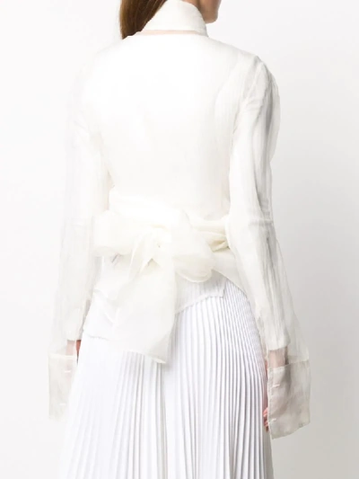 Shop Marc Le Bihan Ruffled Wrap-waist Blouse In White