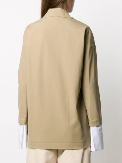 Shop Jejia Cropped Sleeve Blazer In Neutrals