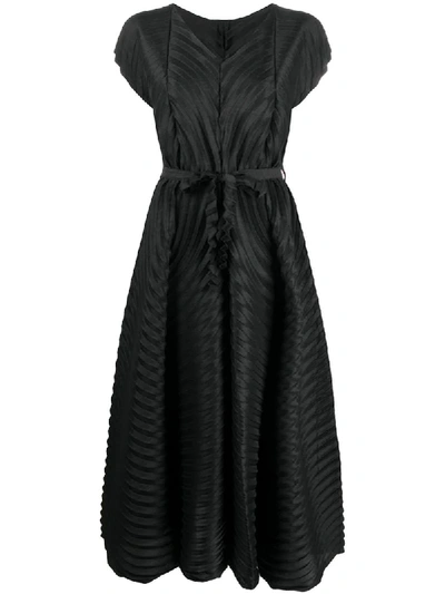 Shop Issey Miyake Pleated Flared Dress In Black