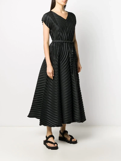 Shop Issey Miyake Pleated Flared Dress In Black