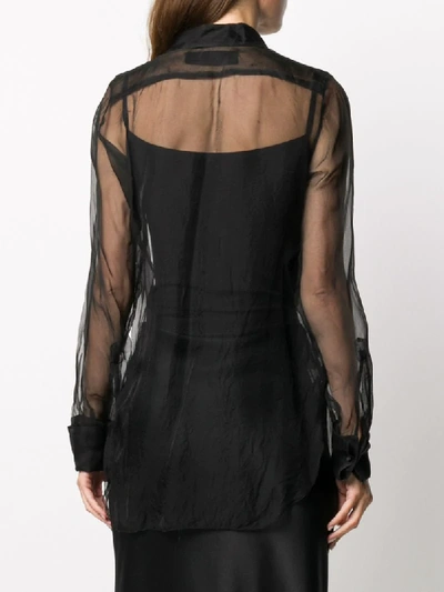 Shop Marc Le Bihan Lace-embellished Sheer Shirt In Black