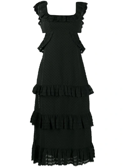 Shop Zimmermann Ruffled Polka-dot Dress In Black