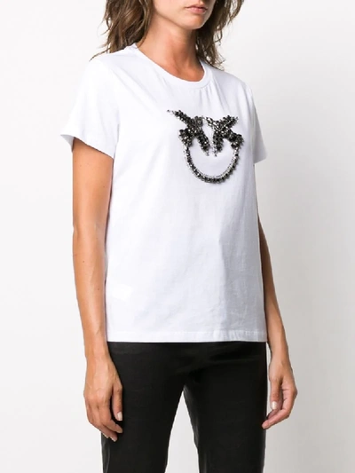 Shop Pinko Quentin Crystal-embellished T-shirt In White