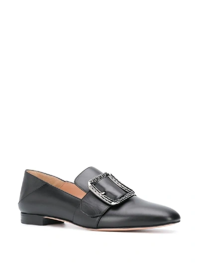 Shop Bally Janelle Crystal Buckle Loafers In Black
