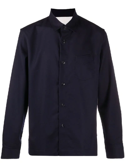 Shop Officine Generale Patch-pocket Shirt In Blue
