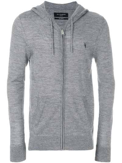 Shop Allsaints Mode Zip Up Hoodie In Grey