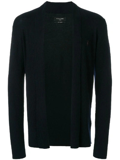 Shop Allsaints Ribbed Open Cardigan In Blue