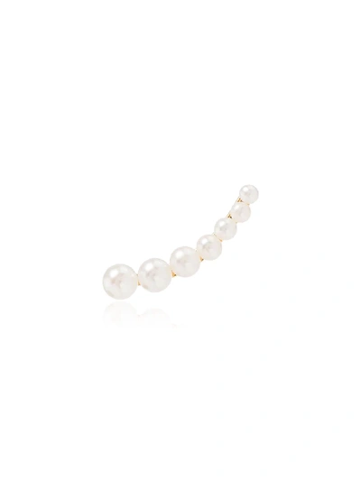 18K YELLOW GOLD FLOATING PEARL EARRING