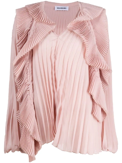 Shop Brognano Oversized Pleated Blouse In Pink