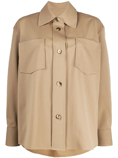 Shop Alberto Biani Oversized Buttoned Shirt In Brown