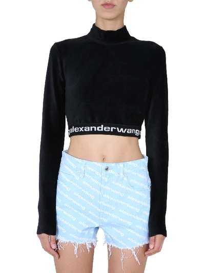 Shop Alexander Wang T Cropped Sweatshirt In Black
