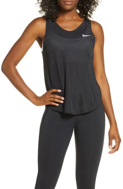 Shop Nike Breathe Dri-fit Running Tank In Black/refsil