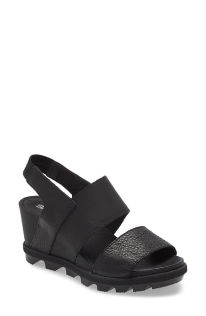 sorel black wedge sandals