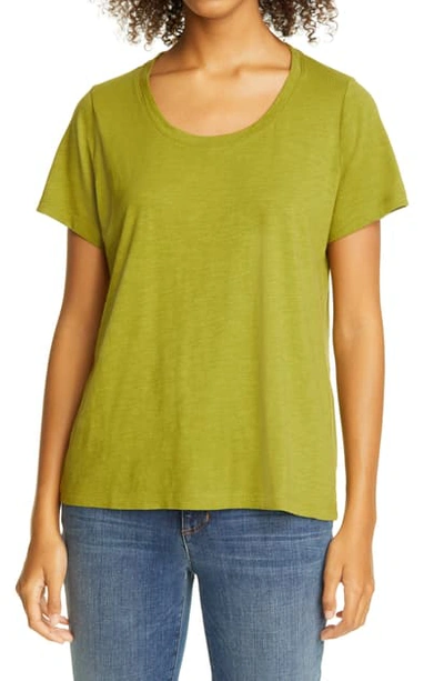 Shop Eileen Fisher U-neck T-shirt In Mustard Green