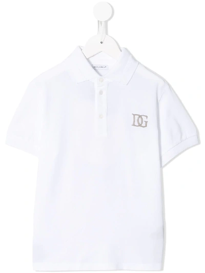 Shop Dolce & Gabbana Logo Embroidered Polo Shirt In White