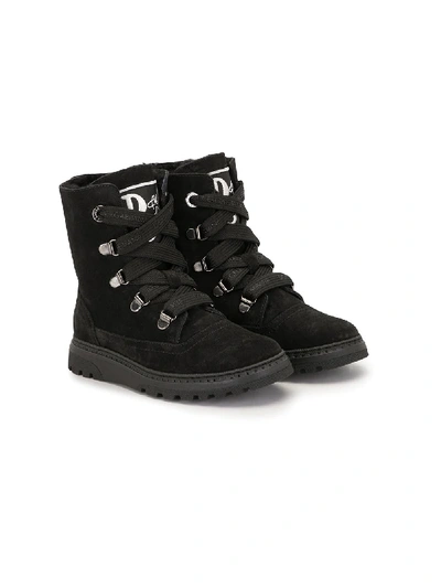 Shop Dolce & Gabbana Logo Patch Combat Boots In Black