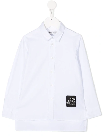 Shop Paolo Pecora Logo Patch Long-sleeve Shirt In White