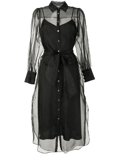 Shop Cinq À Sept Sheer Shirt Dress In Black