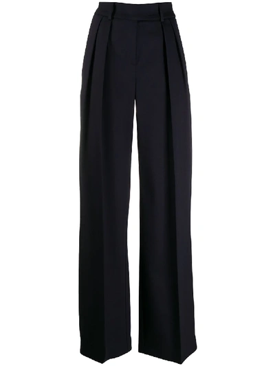 Shop Alexandre Vauthier Pleated Wide-leg Trousers In Blue