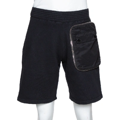 Pre-owned Givenchy Black Cotton Rib Knit Bomber Zip Shorts Xs