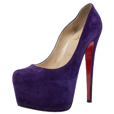Pre-owned Christian Louboutin Purple Suede Daffodile Platform Pumps Size 38.5