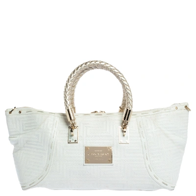 Pre-owned Versace White/gold Leather Satchel