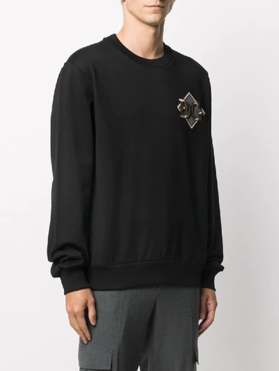 Shop Dolce & Gabbana Dg Patch Cotton Sweatshirt In Black