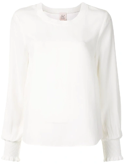 Shop Cinq À Sept Lina Crew Neck Blouse In White